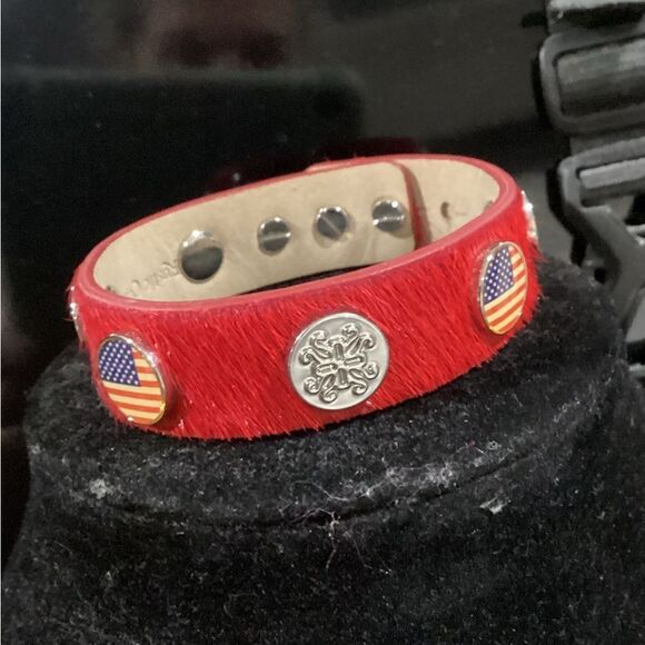 Red Leather Bracelet with Silver Accents - Picture 5 of 5